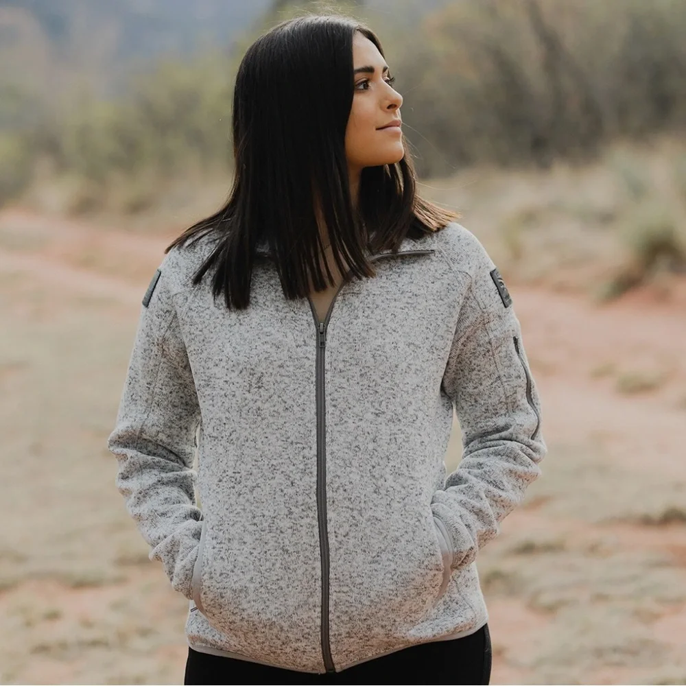 Grunt Style Women's Full Zip Sweater Jacket - Heather Gray - Picture 1 of 8